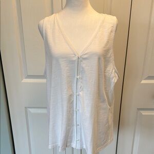 NWOT Lands End White Sleeveless Button-Up Top Size 1X